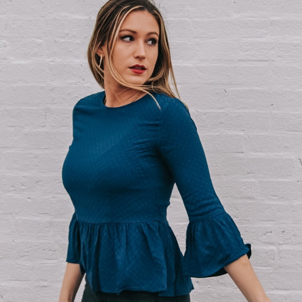 Teal Peplum Blouse